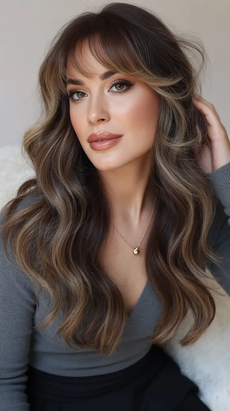 Winter 2025–2026 Trending Hair Colors Chocolate Brown with Face-Framing Highlights