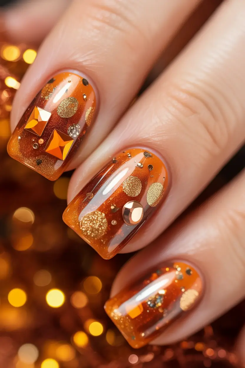 Winter-Gel-Nails-Ideas-2025-2026 Amber-Glow-Party