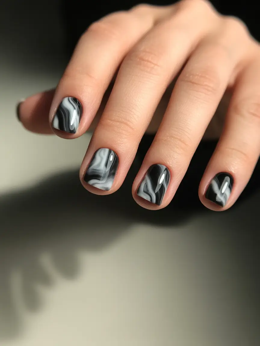 Winter-Gel-Nails-Ideas-2025-2026 Marble-Mist