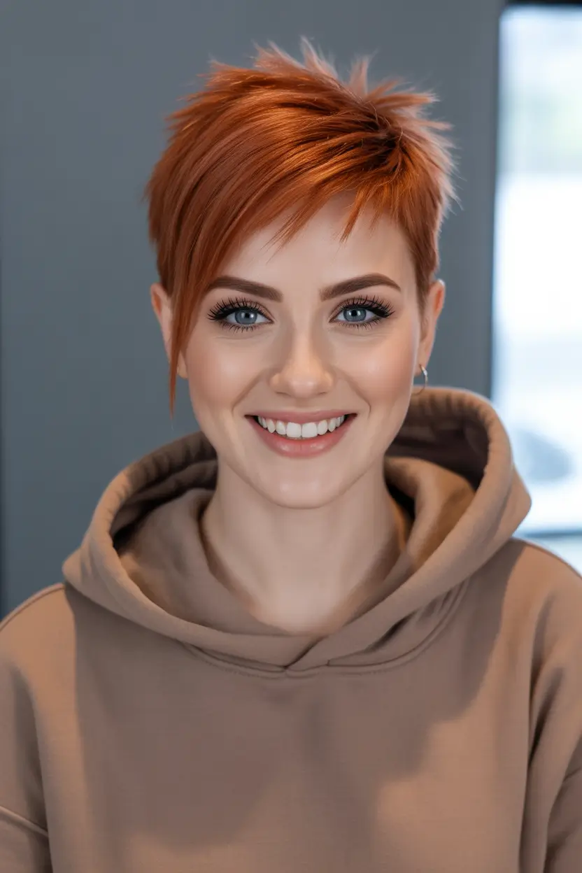 Winter Haircuts and Colors 2025–2026 Copper Pixie
