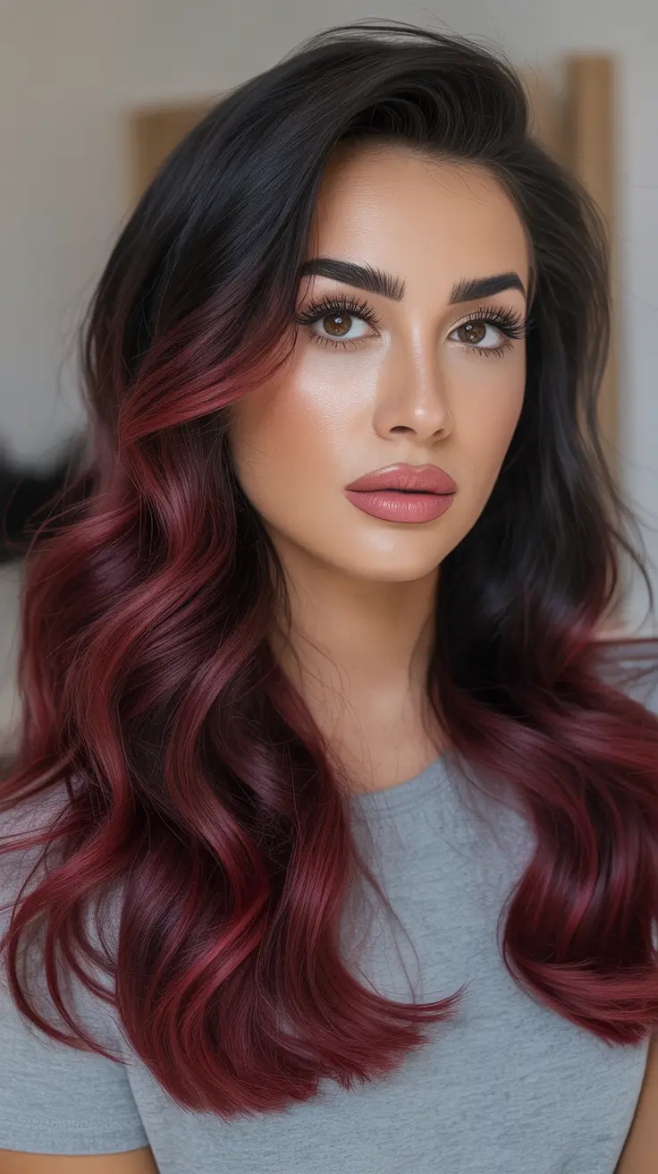 Winter Haircuts and Colors 2025–2026 Black Cherry Ombre
