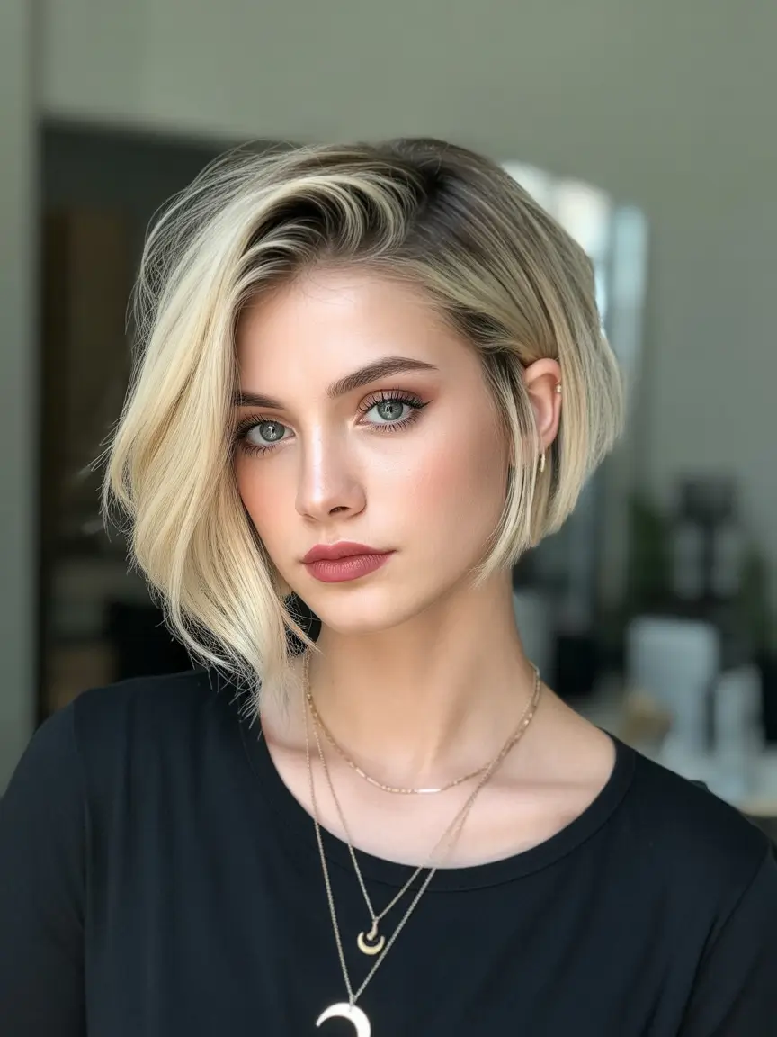 Winter Haircuts and Colors 2025–2026 Platinum Side Bob