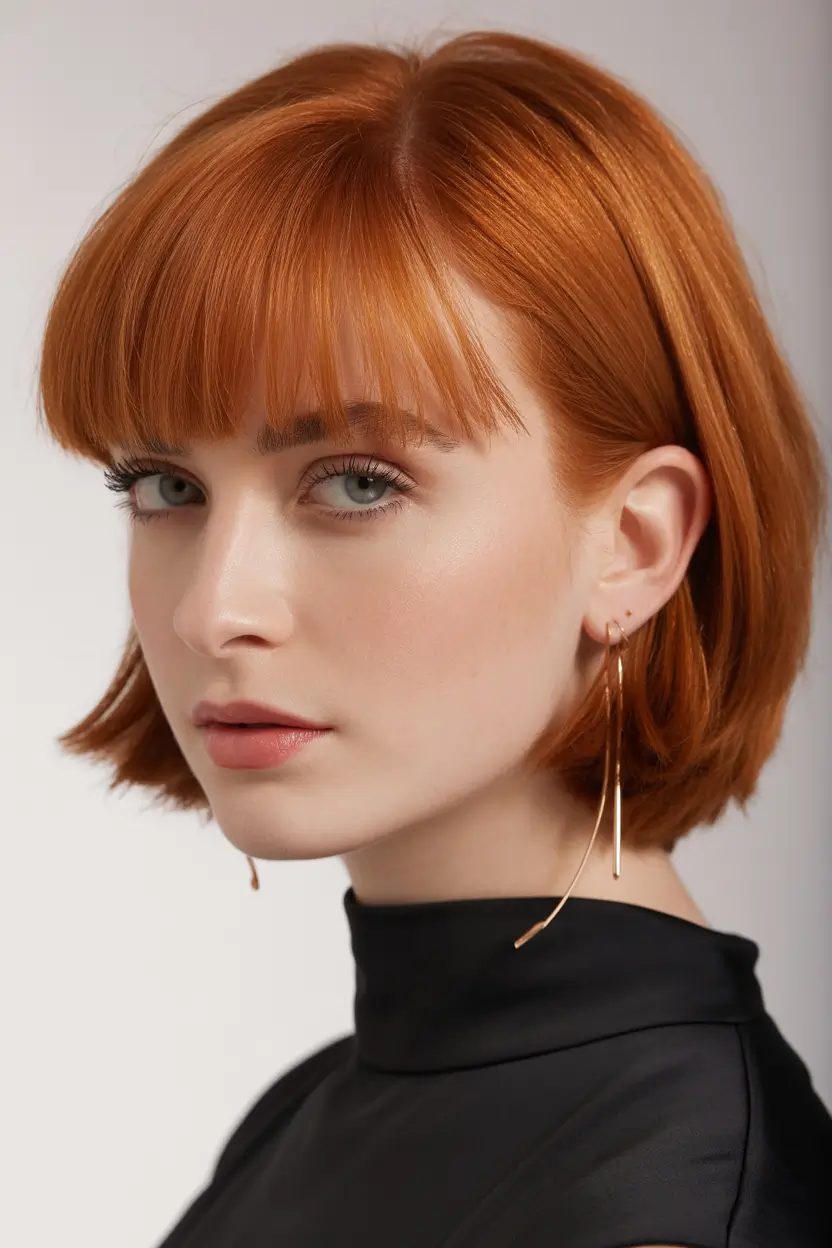 Winter Haircuts and Colors 2025–2026 Ginger French Bob
