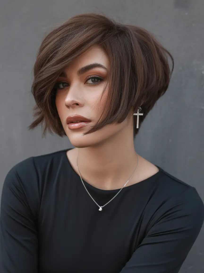 Winter Haircuts and Colors 2025–2026 Chocolate Layered Bob