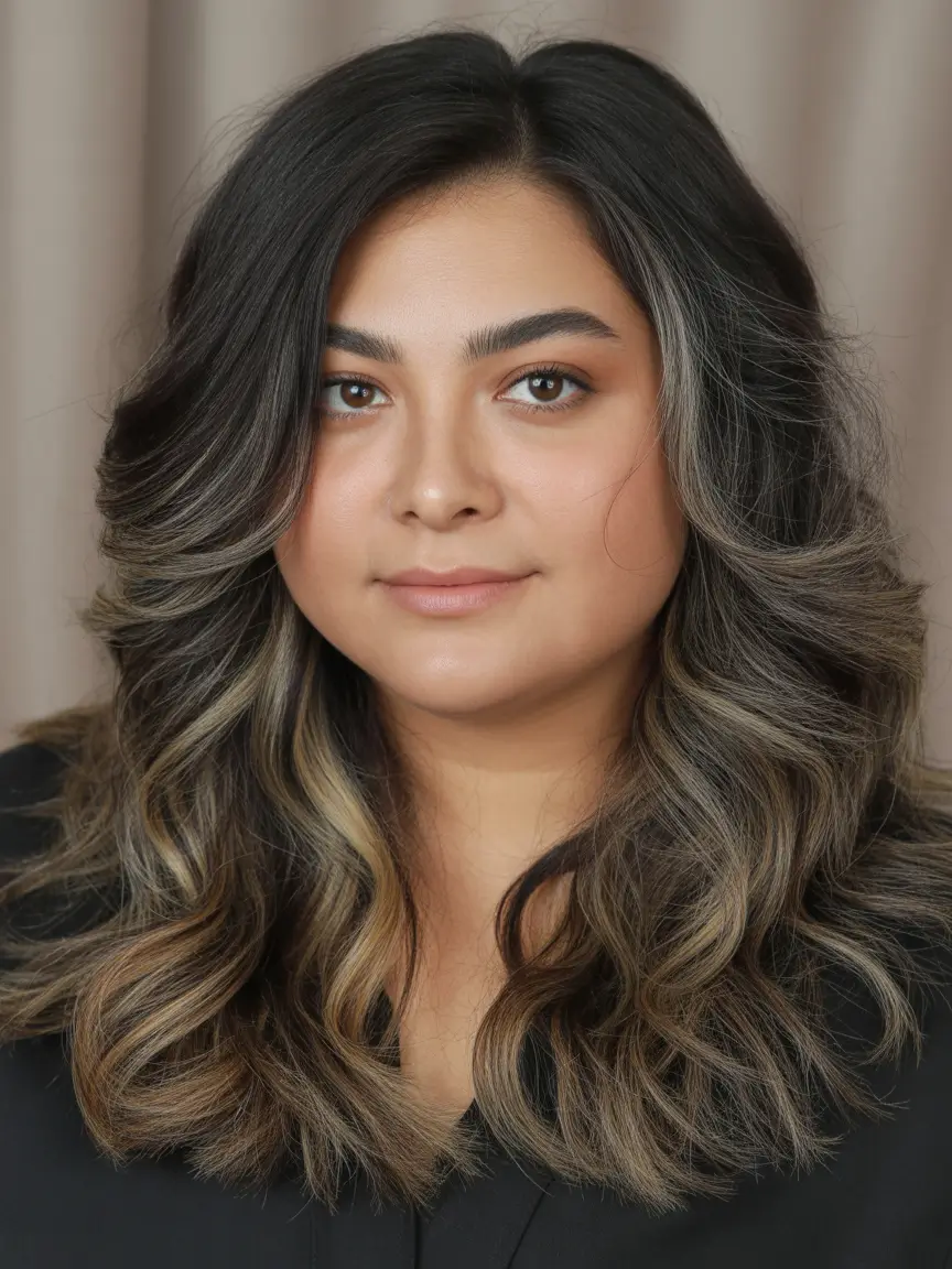 Winter Haircuts for Round Faces 2025–2026 Long Layered Blowout