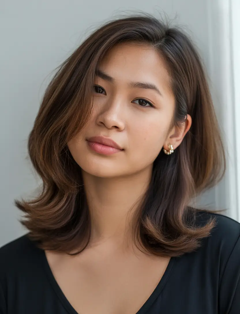 Winter Haircuts for Round Faces 2025–2026 Classic Medium Layers