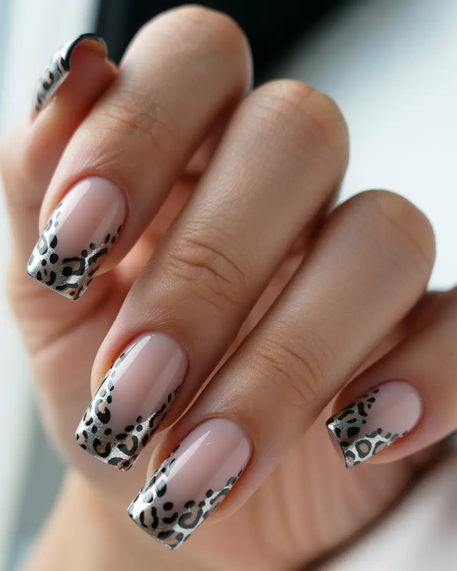 Winter Nail Art Inspo 2025–2026 Feline Frost Metallic Leopard French Tip