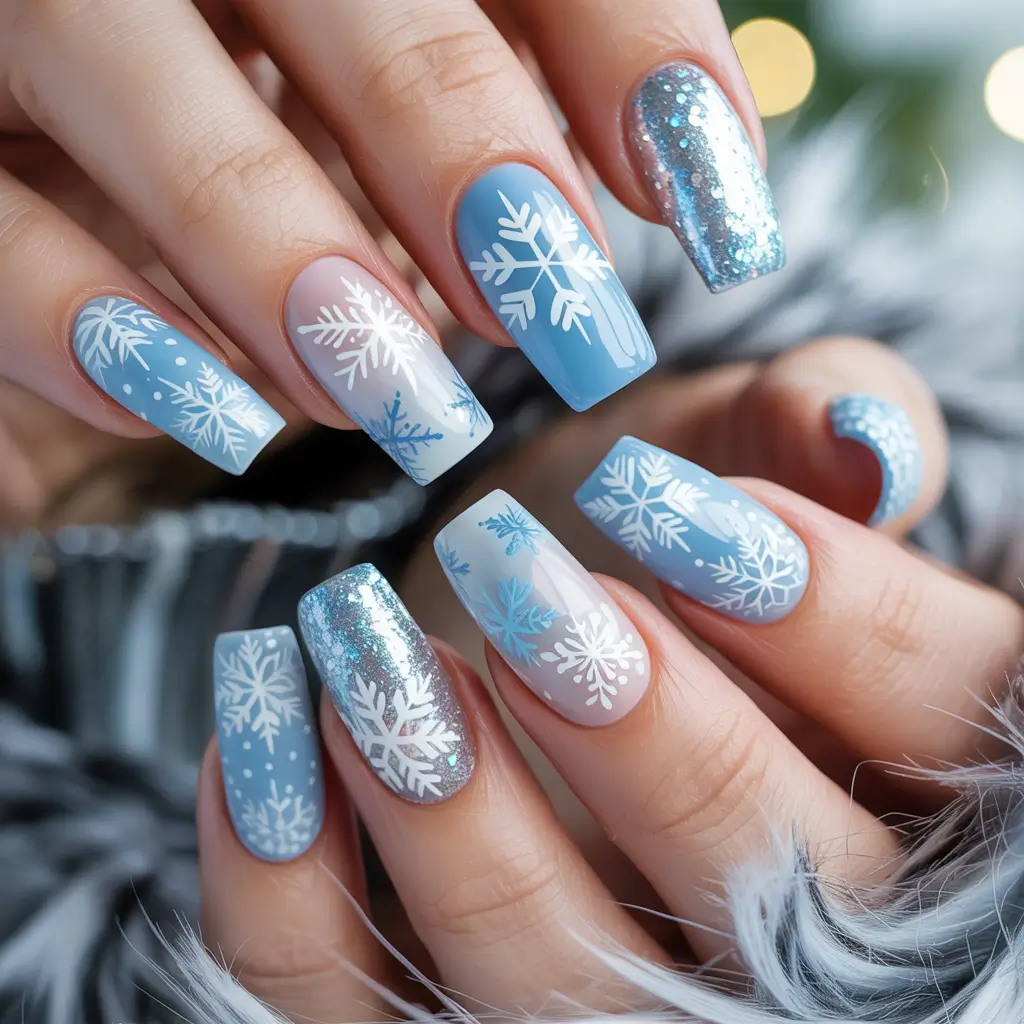 Winter Nail Art Inspo 2025–2026 Snowflake Symphony Ice Queen Blue