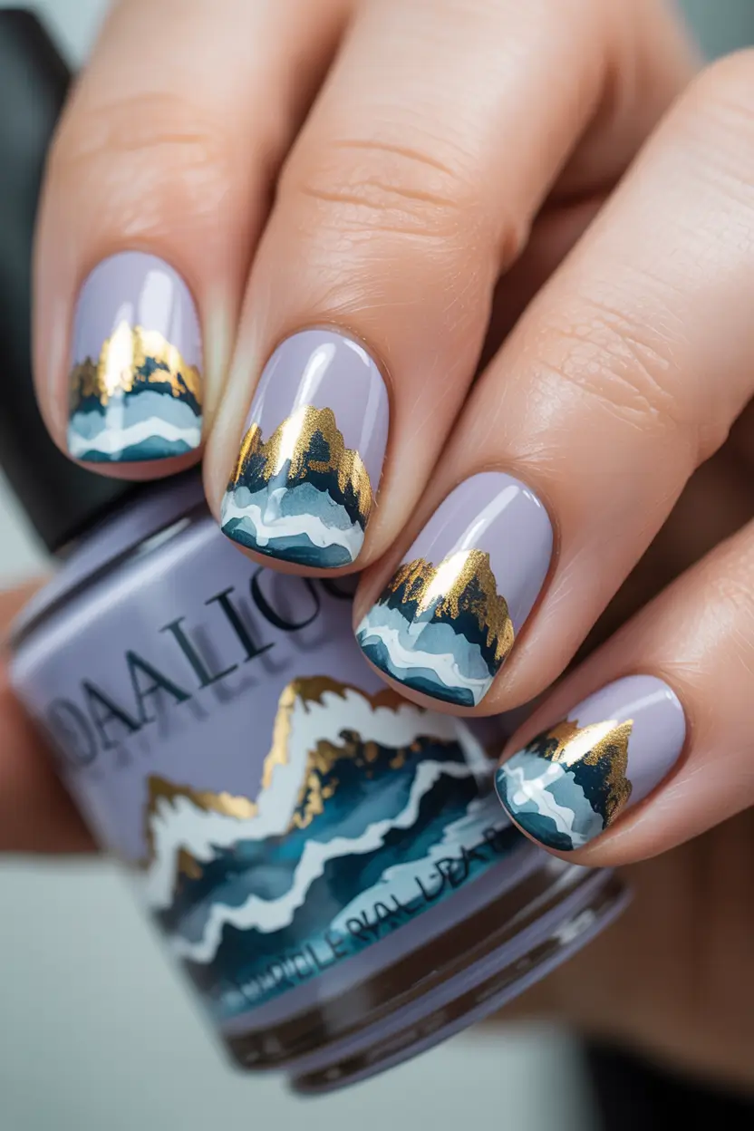 Winter Nail Art Inspo 2025–2026 Golden Horizon Gilded Peaks