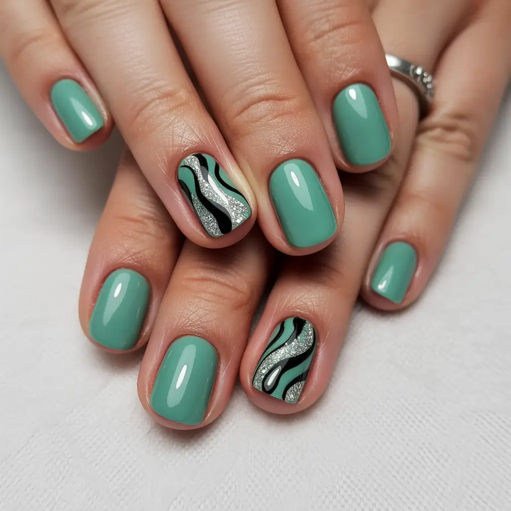 Winter Nail Art Inspo 2025–2026 Mint Mirage Green with Glamour