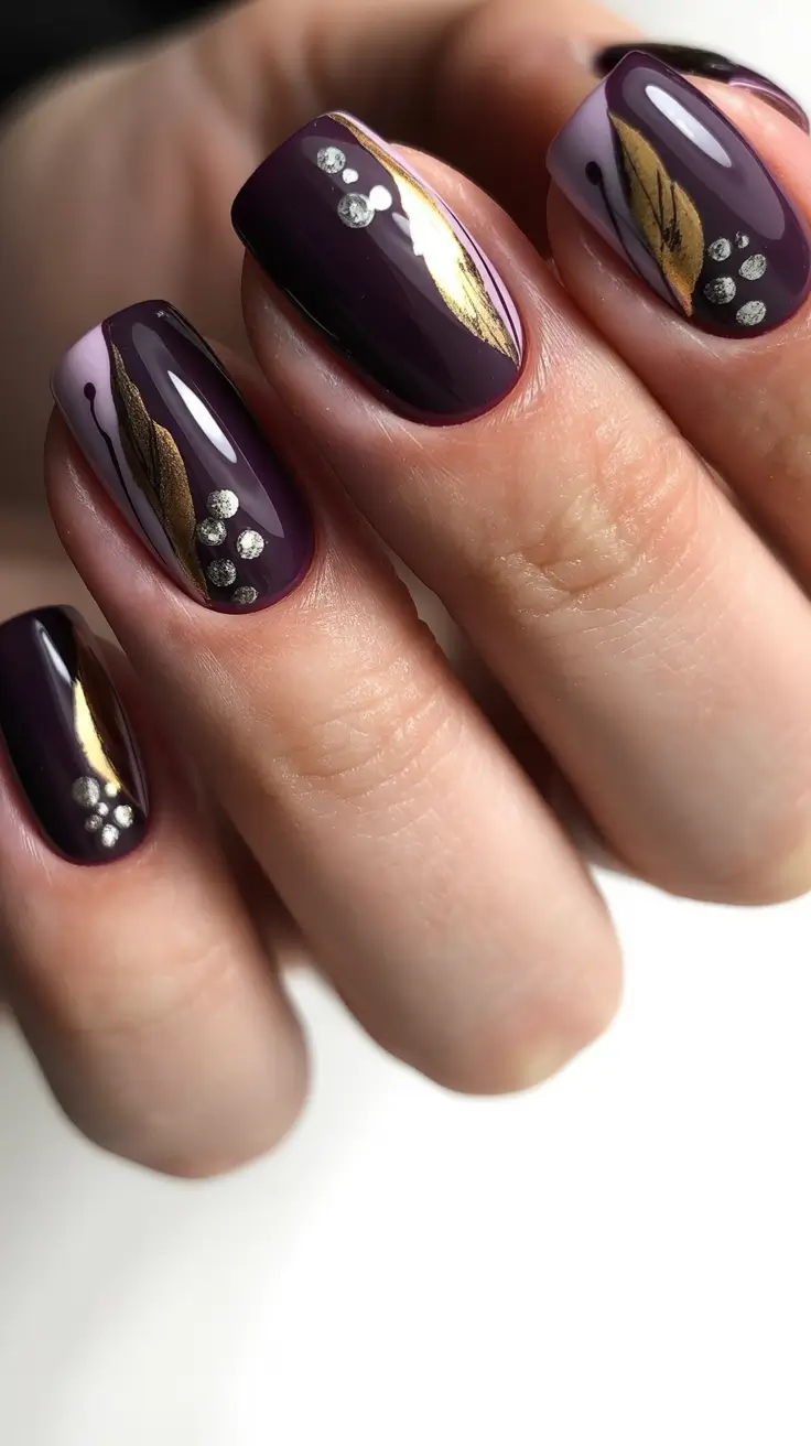 Winter Nail Art Inspo 2025–2026 Midnight Elegance Dark with a Golden Twist