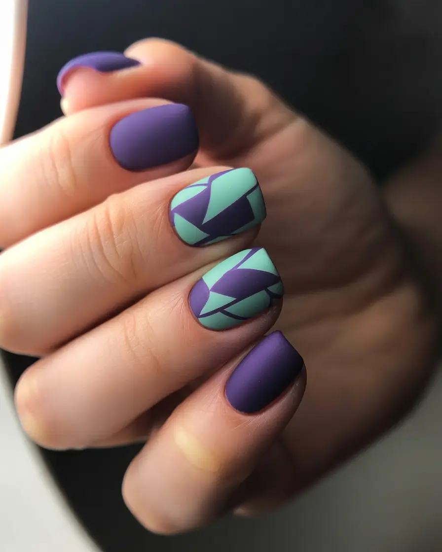 Winter Nail Art Inspo 2025–2026 Violet Geometry Modern Winter Edge