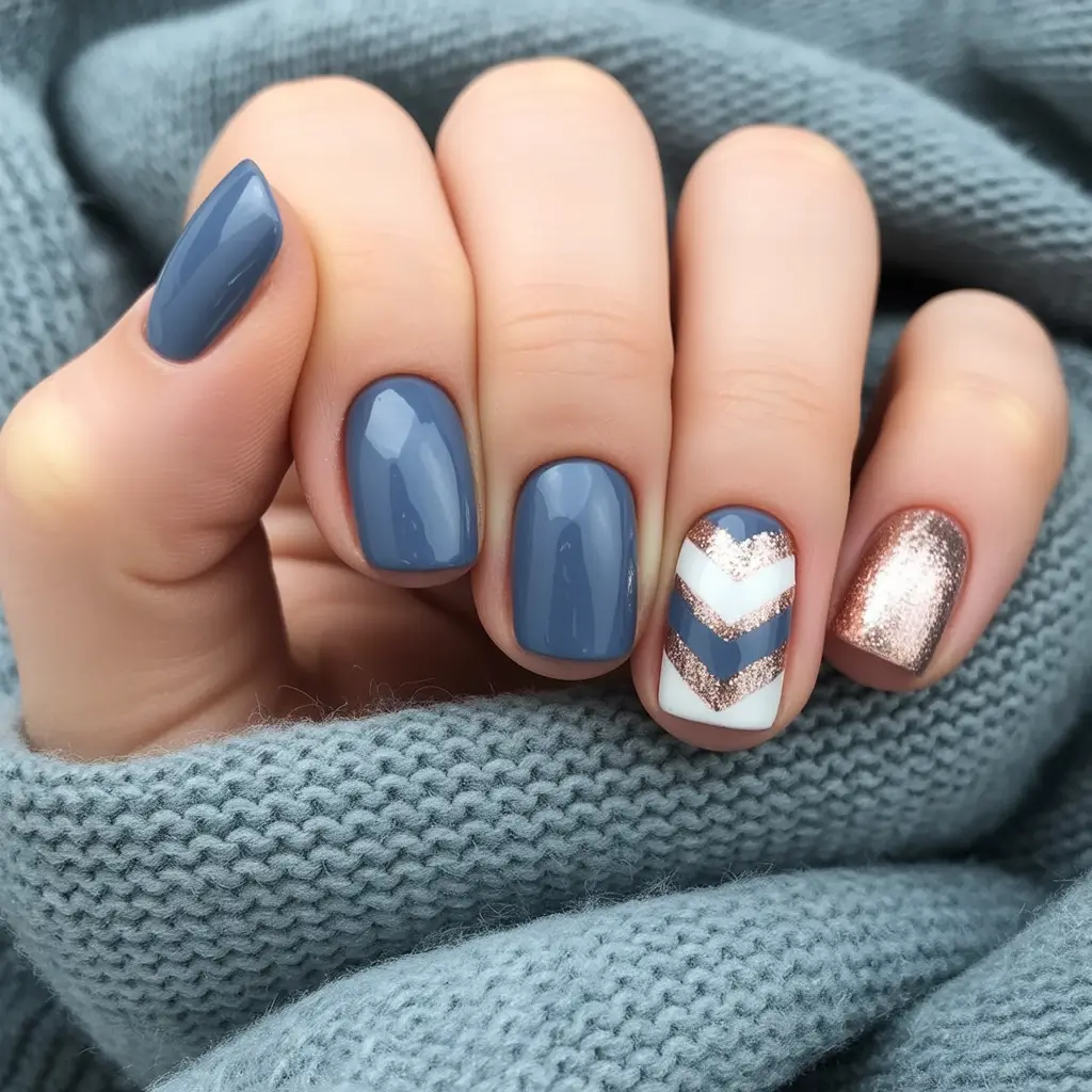 Winter Nail Art Inspo 2025–2026 Frosted Chevron Winter Metallics Reimagined