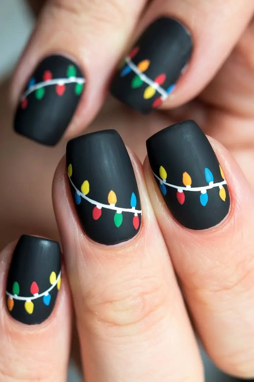 Winter Nail Art Inspo 2025–2026 Twinkle Lights Playful Holiday Spirit