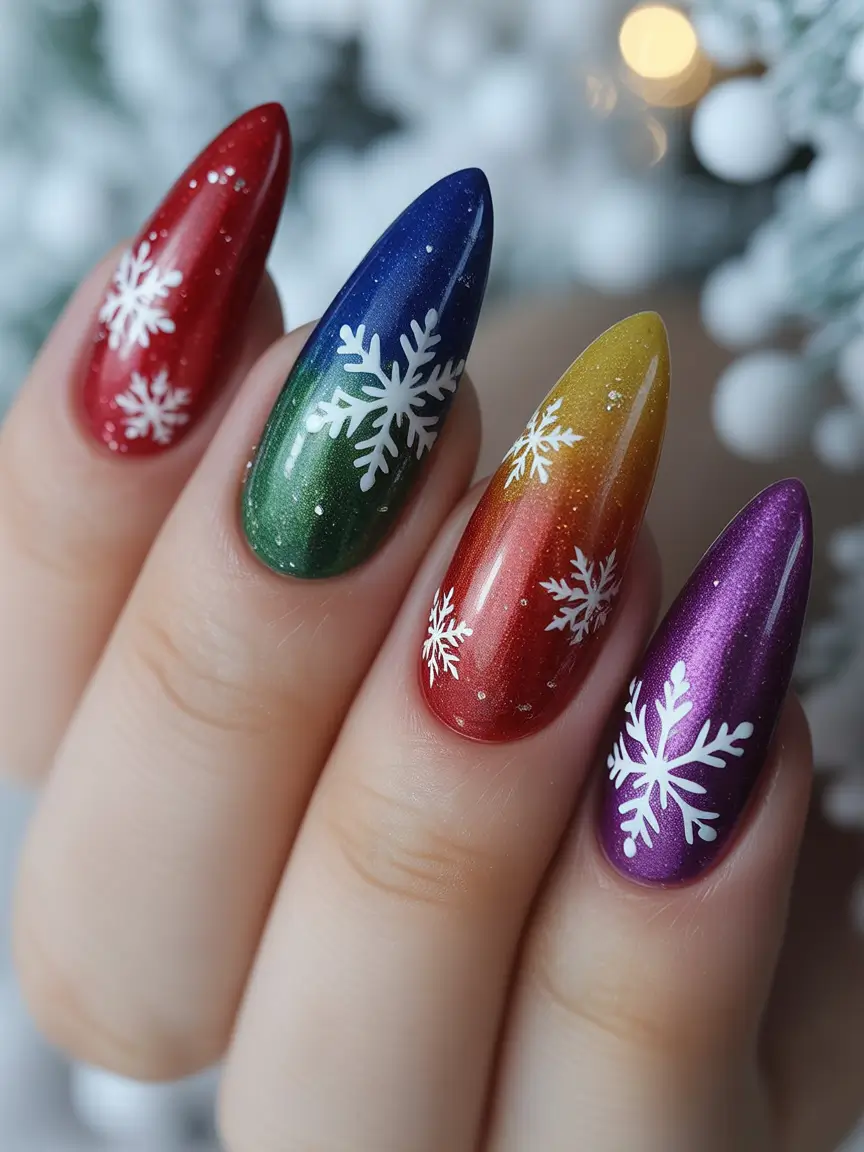 Rainbow Snowflakes Christmas gel