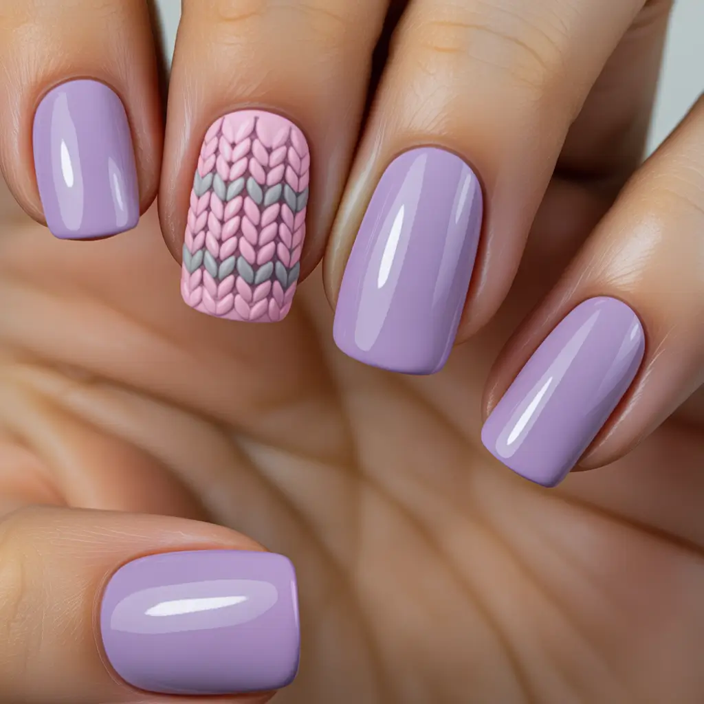 Winter Sweater Nails Ideas 2025 2026 Purple Pink Gray