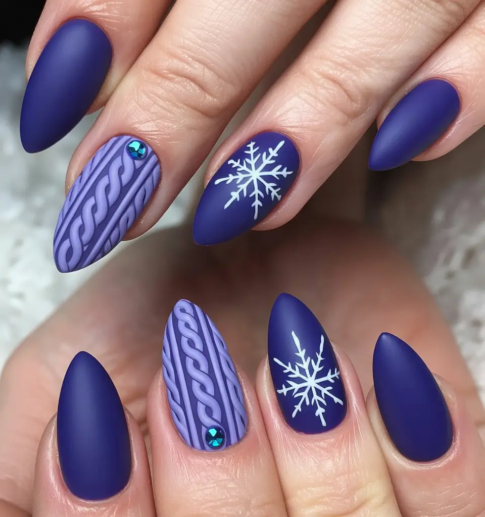 Winter Sweater Nails Ideas 2025 2026 Purple Blue White