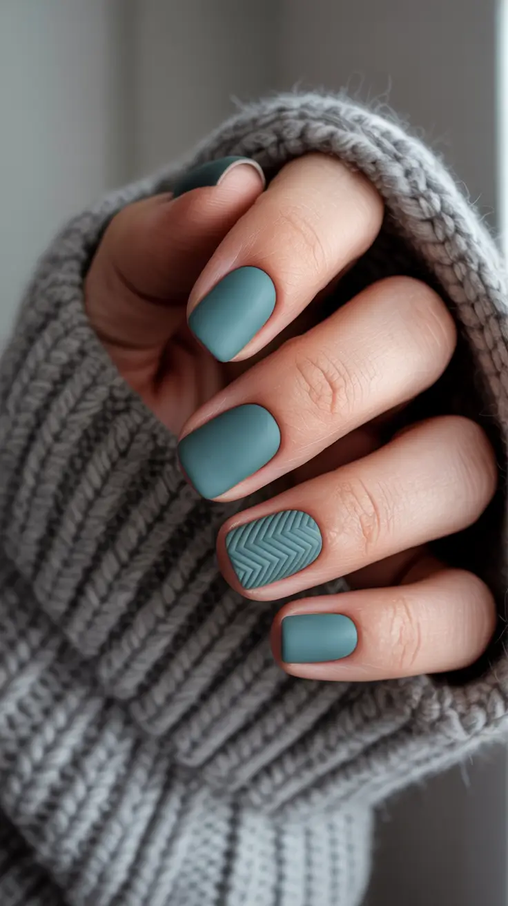 Winter Sweater Nails Ideas 2025 2026 Green Short