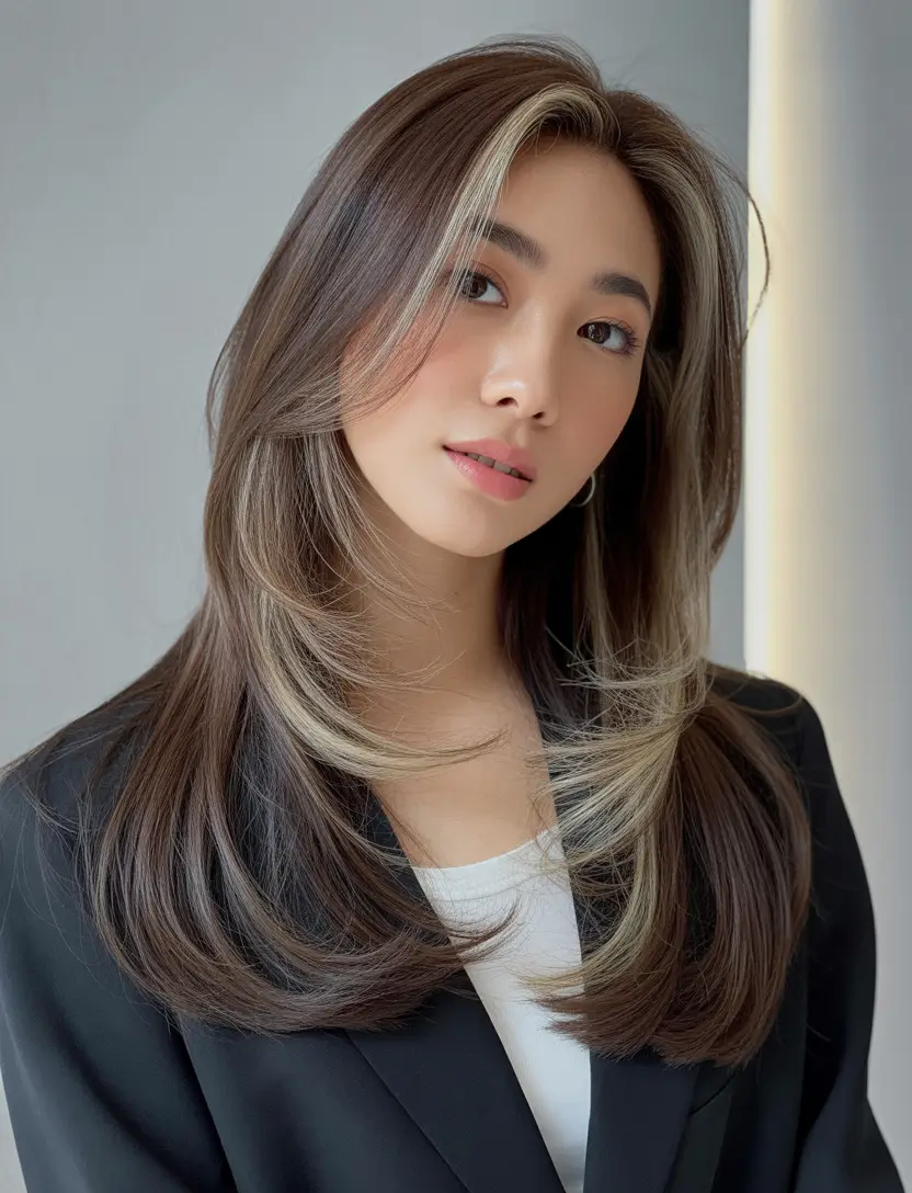 Women Hairstyles for Winter 2025–2026 Two-Tone Layered Mid-Length Cut