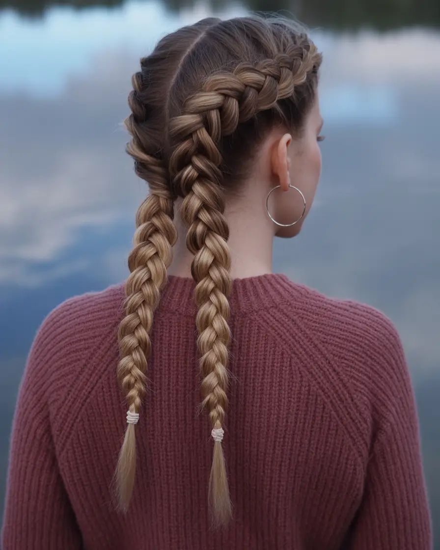 Women Hairstyles for Winter 2025–2026 Double Dutch Braids