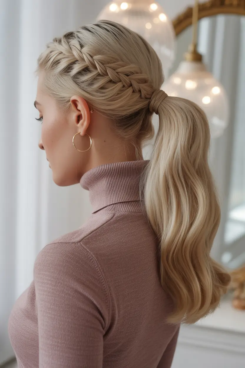 Women Hairstyles for Winter 2025–2026 Braided Ponytail Elegance