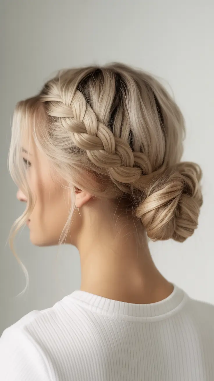 Women Hairstyles for Winter 2025–2026 Braided Bun Elegance