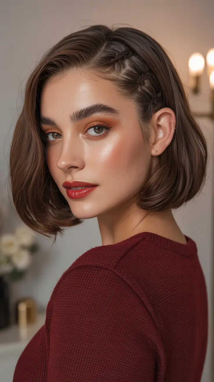Women Hairstyles for Winter 2025–2026 Textured Short Bob with Mini Braid