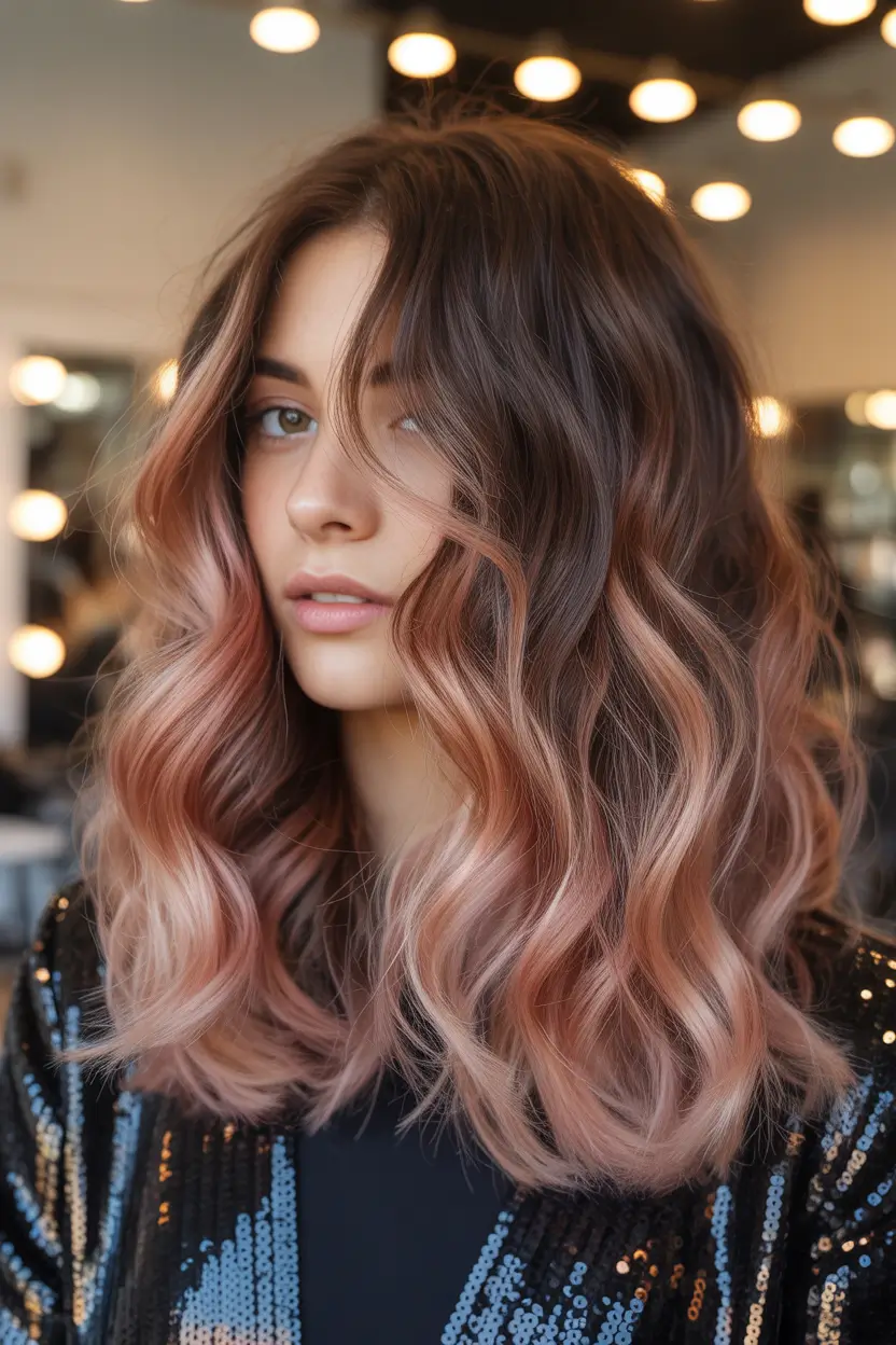 Balayage Hair Color Ideas 2026 — Champagne Rose