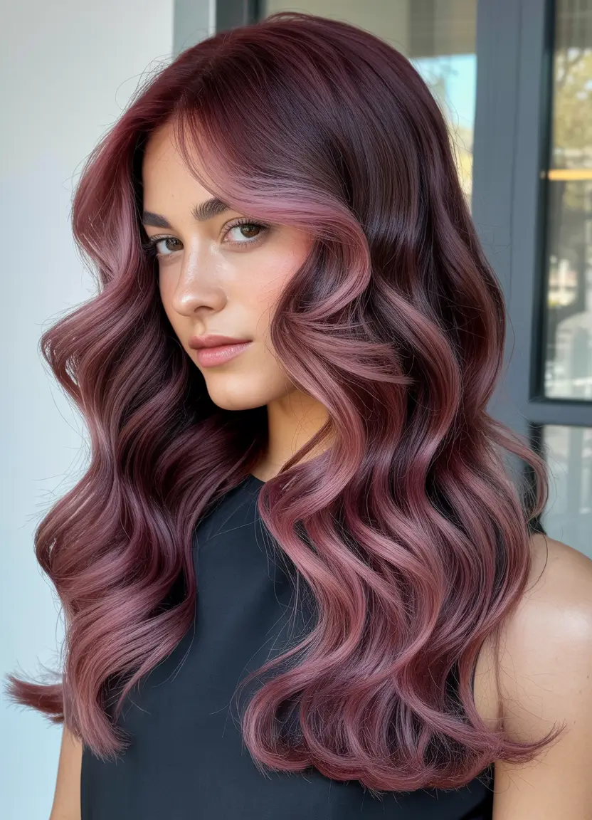 Balayage Hair Color Ideas 2026 — Merlot Blush