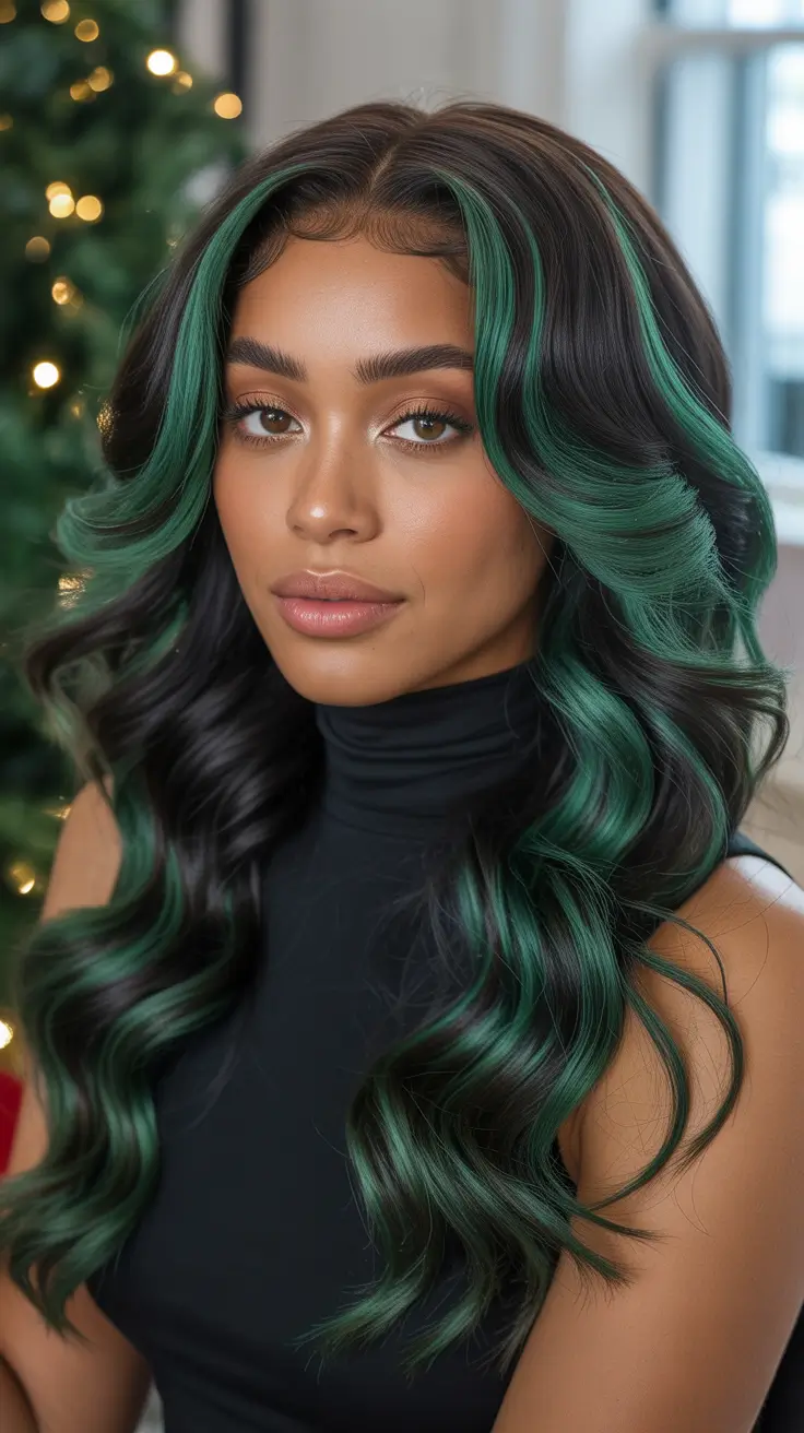 hair color for brown skin tone Emerald Glow Face-Frame