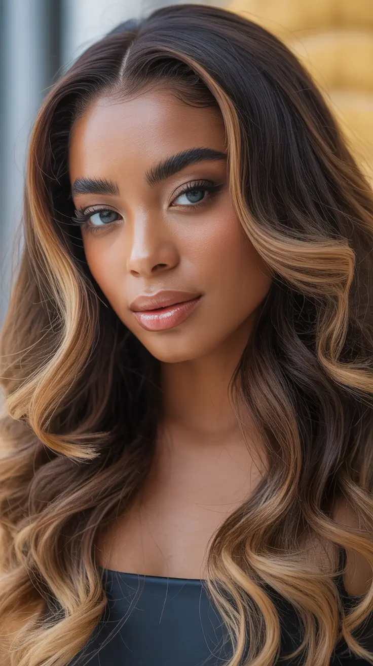 hair color for brown skin tone Honeyed Bronze Sculpted Waves
