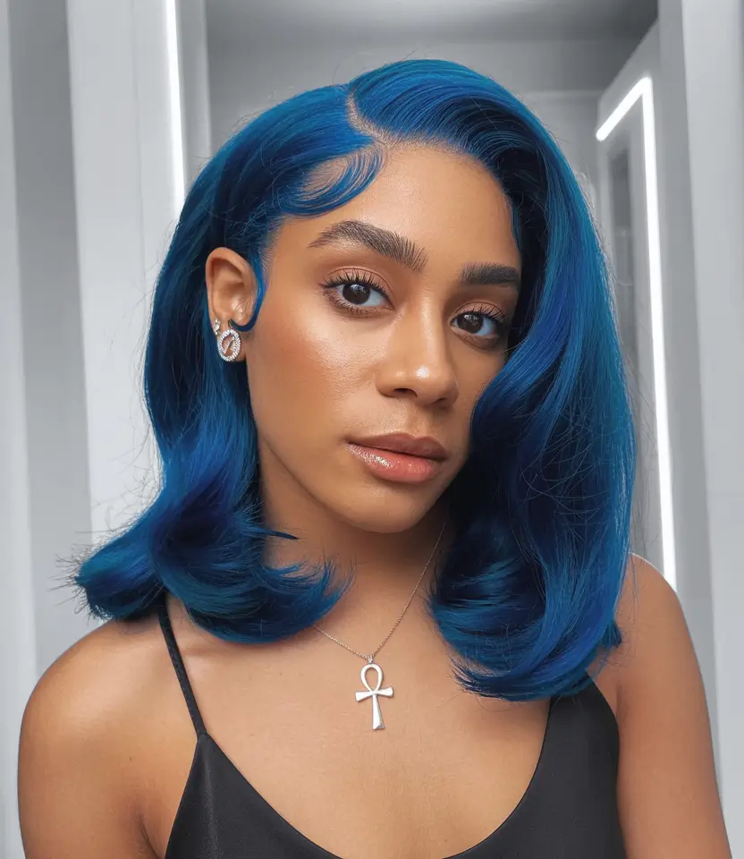 hair color for brown skin tone Royal Sapphire Bob