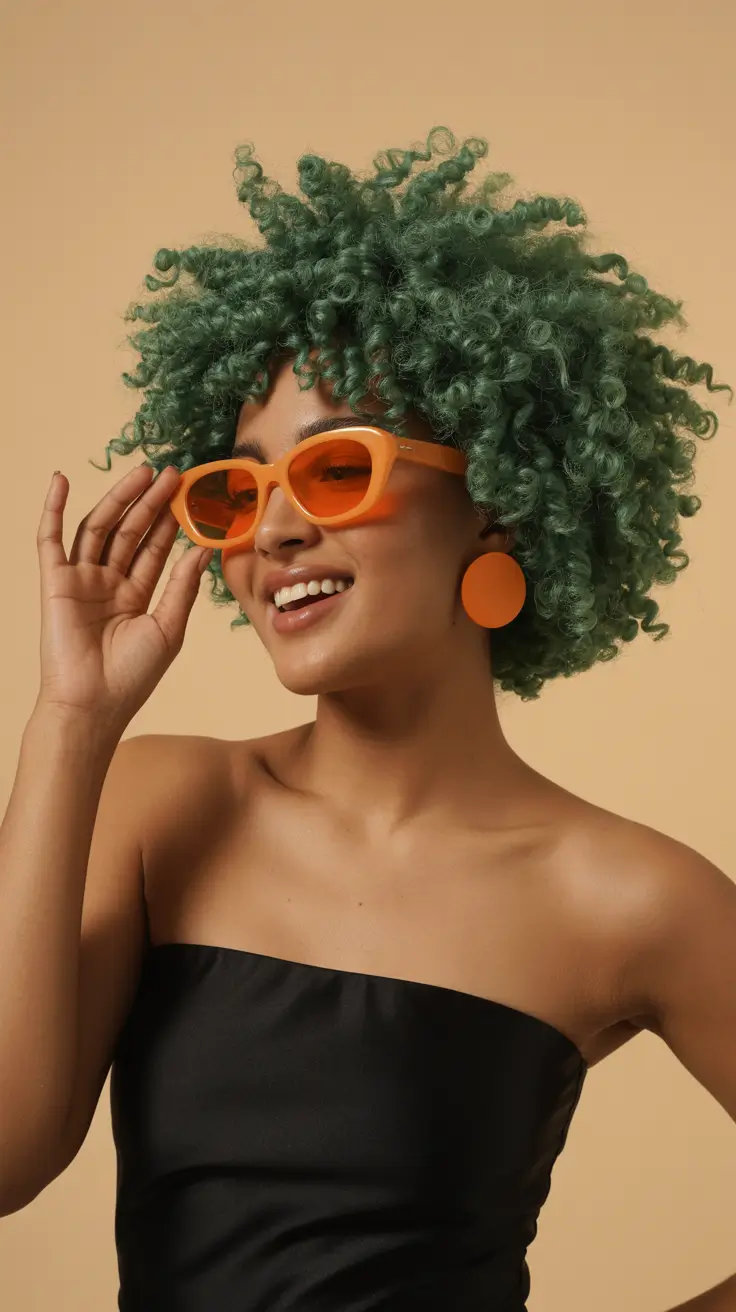 hair color for brown skin tone Mint Curls With Retro Flavor