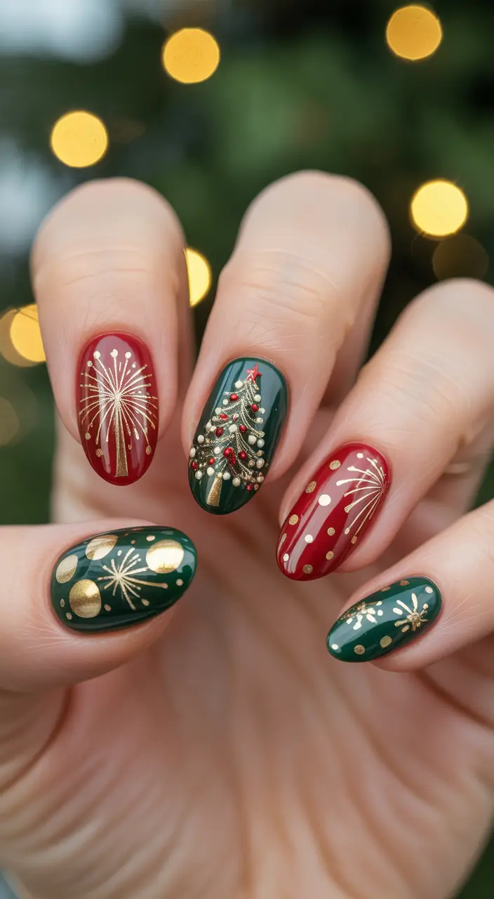Best Nail Designs for Christmas 2025 Golden Tree Celebration