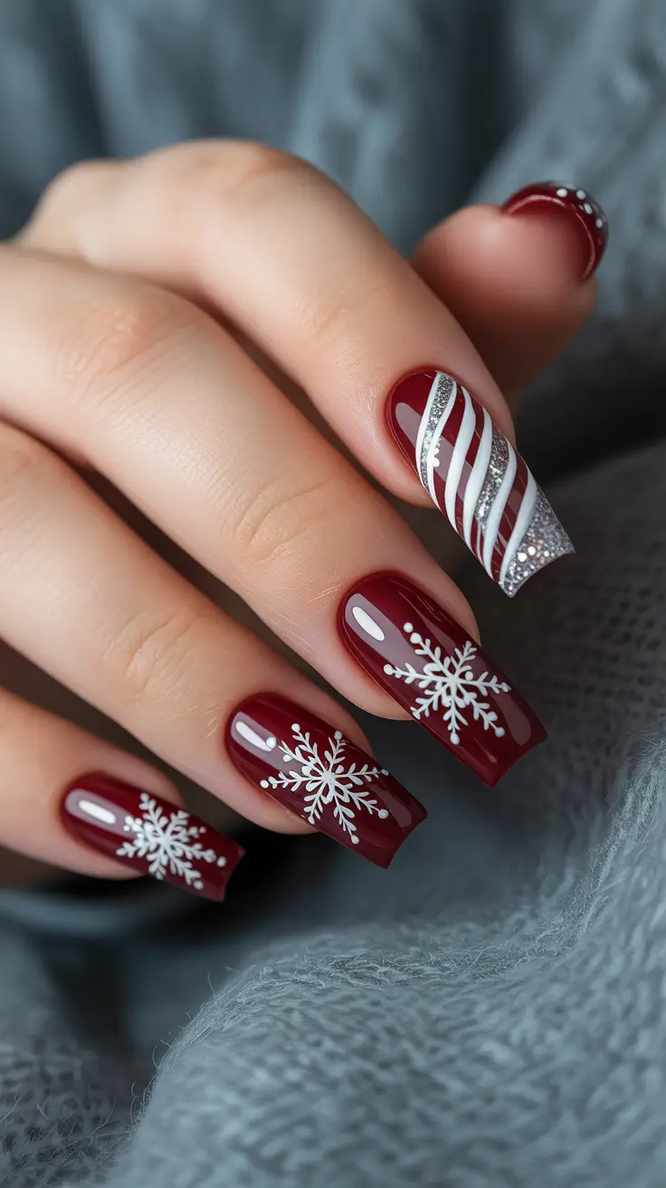 Best Nail Designs for Christmas 2025 Cranberry Snowflakes