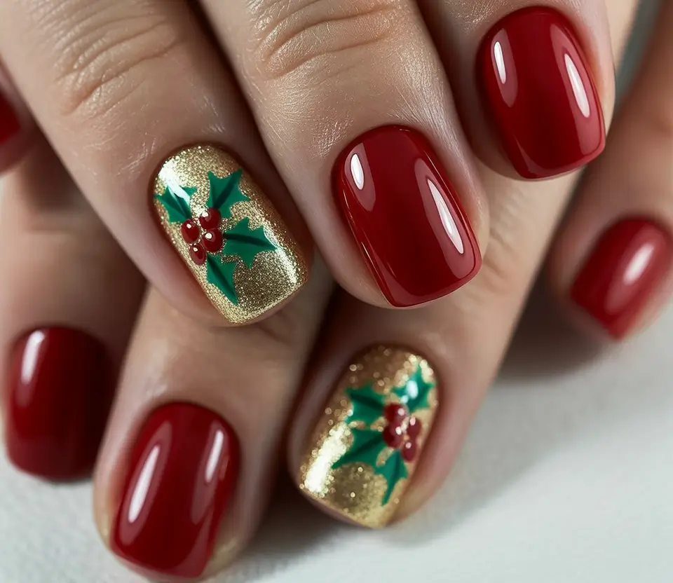 Best Nail Designs for Christmas 2025 Holly Berry Elegance