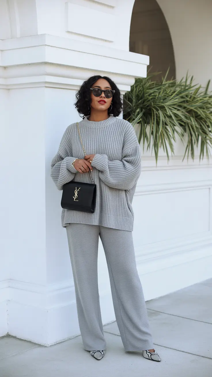 Best outfits for Black women 2026 - Soft Luxury: Grey Knit Set for Everyday Ease