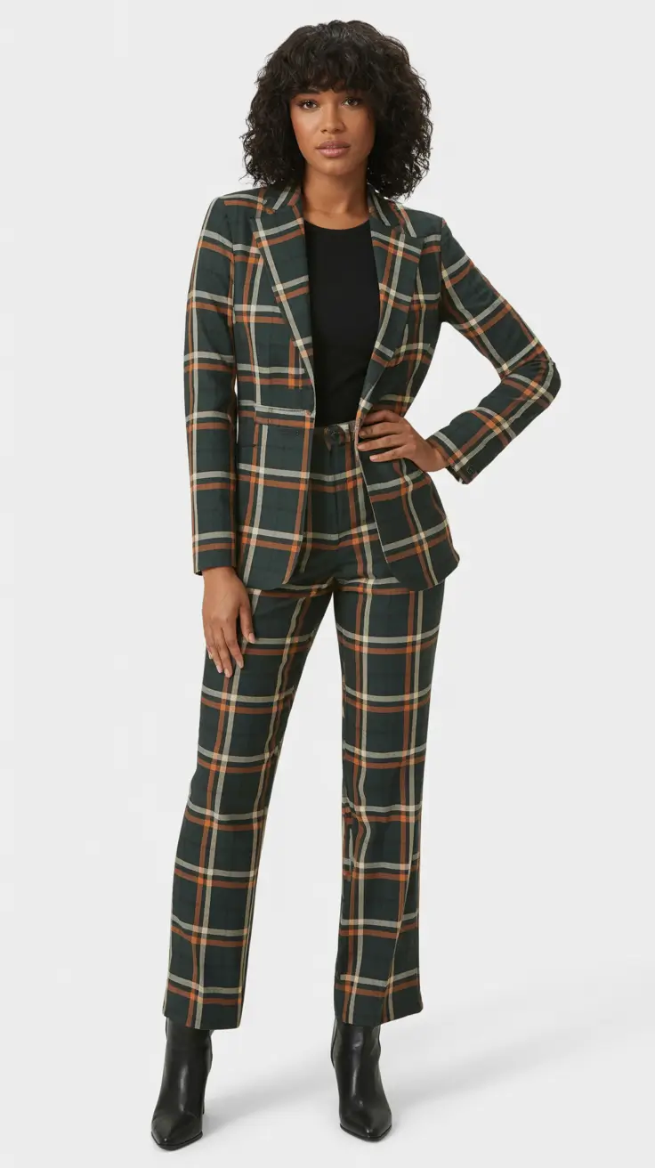 Best outfits for Black women 2026 - Heritage Plaid: Tailored Suiting with Sleek Confidence