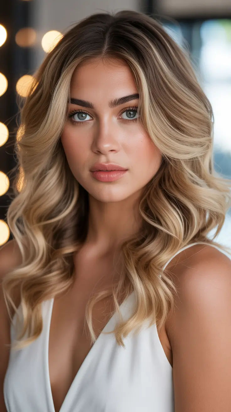 Blonde hair color trends 2026 – Champagne Golden Curls for Summer Nights
