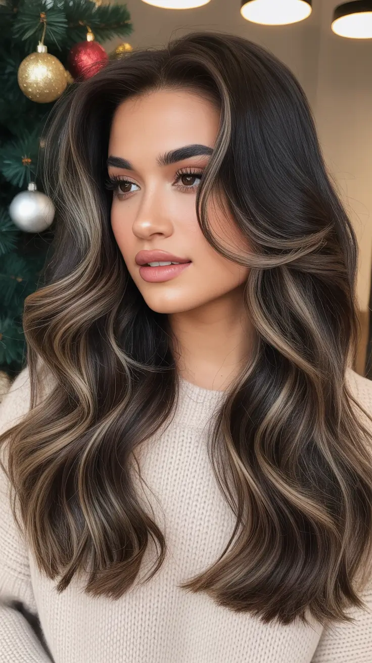 Brunette hair color trends 2026 Cool Holiday Mushroom Brunette