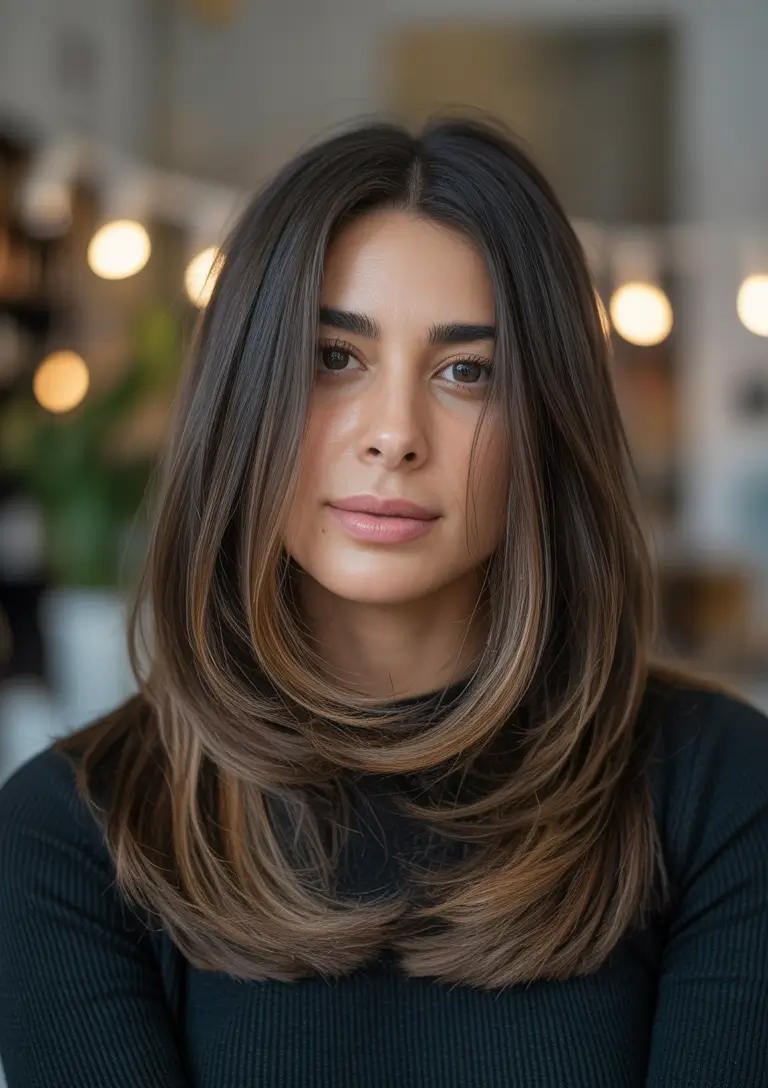 Brunette hair color trends 2026 Natural Medium Brunette with Soft Face Framing