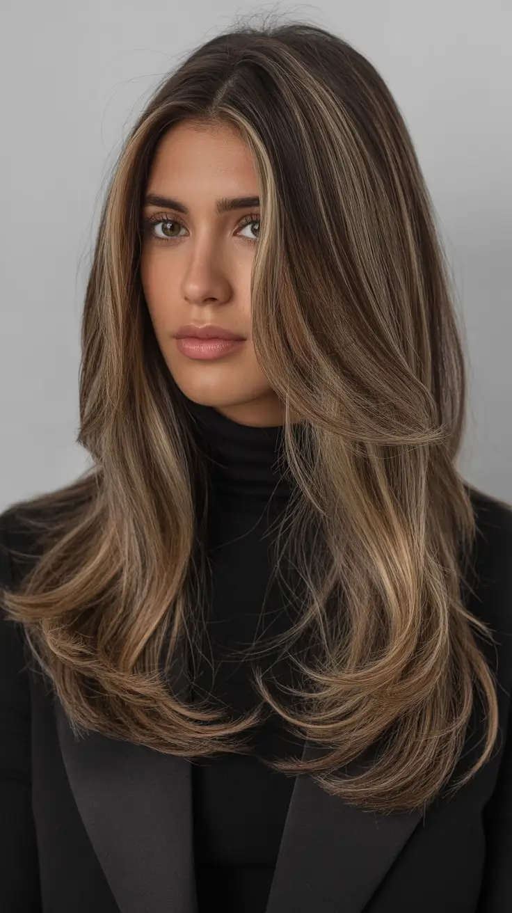 Brunette hair color trends 2026 Expensive Layered Brunette Blowout