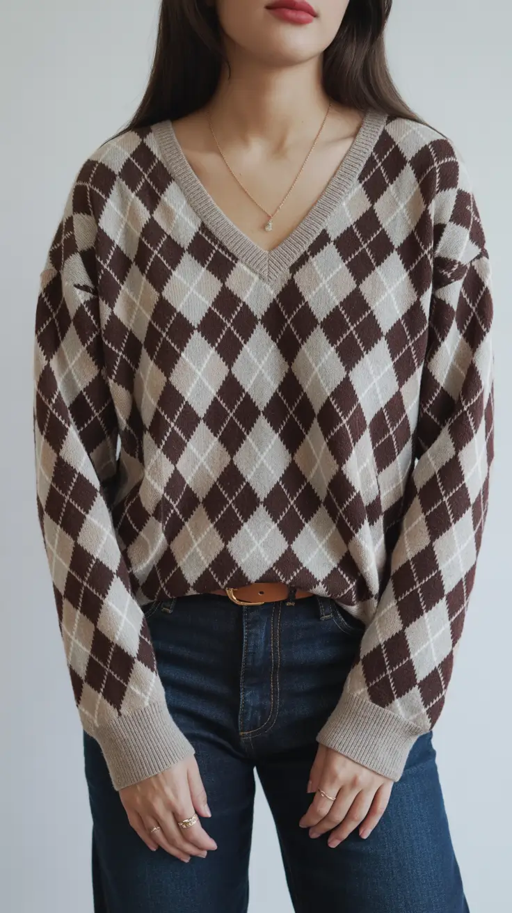 Casual sweater outfits 2026 Argyle Revival