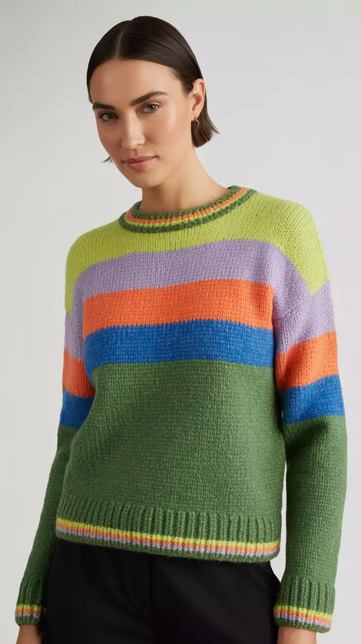 Casual sweater outfits 2026 Modern Play in Green and Lavender