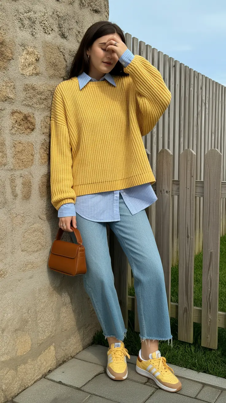 Casual sweater outfits 2026 Golden Layered Ease