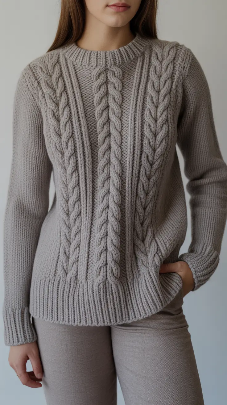 Casual sweater outfits 2026 Cable-Knit Perfection