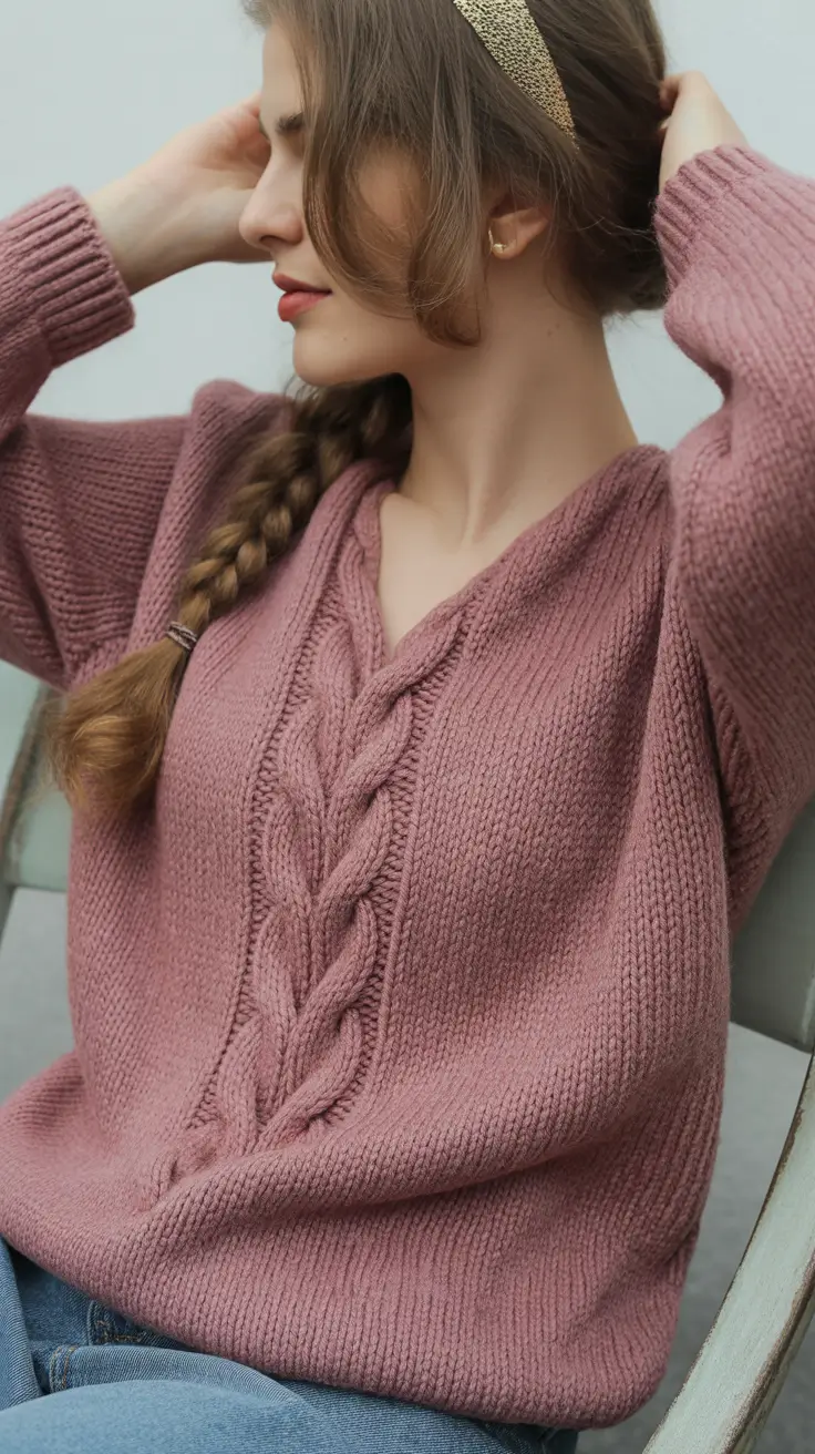 Casual sweater outfits 2026 Muted Mauve and Feminine Strength