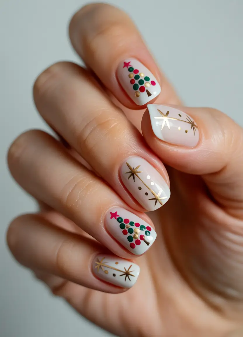 Christmas Gel Nails 2025 Classic Christmas Charm in Minimalist Style