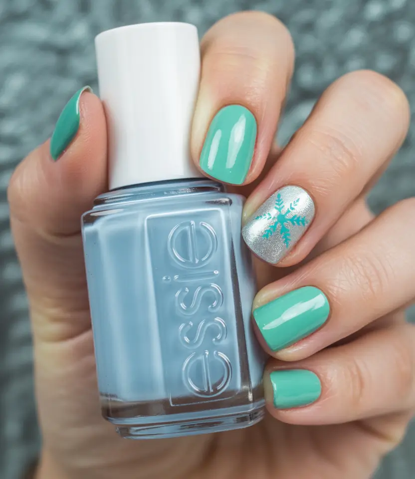 Christmas Gel Nails 2025 Mint Frost Delight