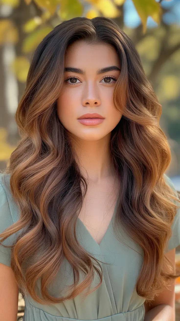 Cool and warm brown hair colors 2026 - Soft Golden Honey Chestnut Waves